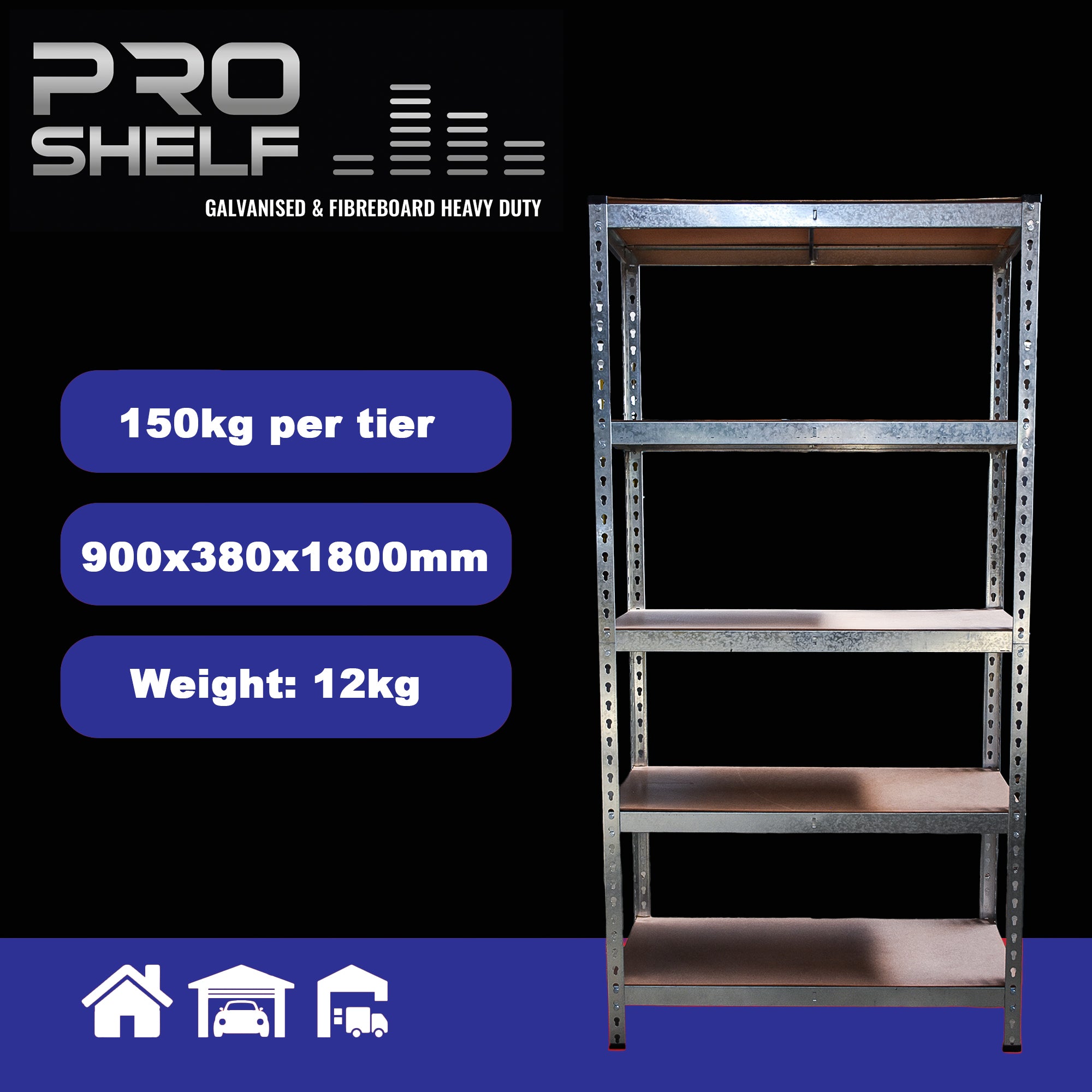 ProShelf® Blue - 5-Tier Medium Duty Metal Shelf