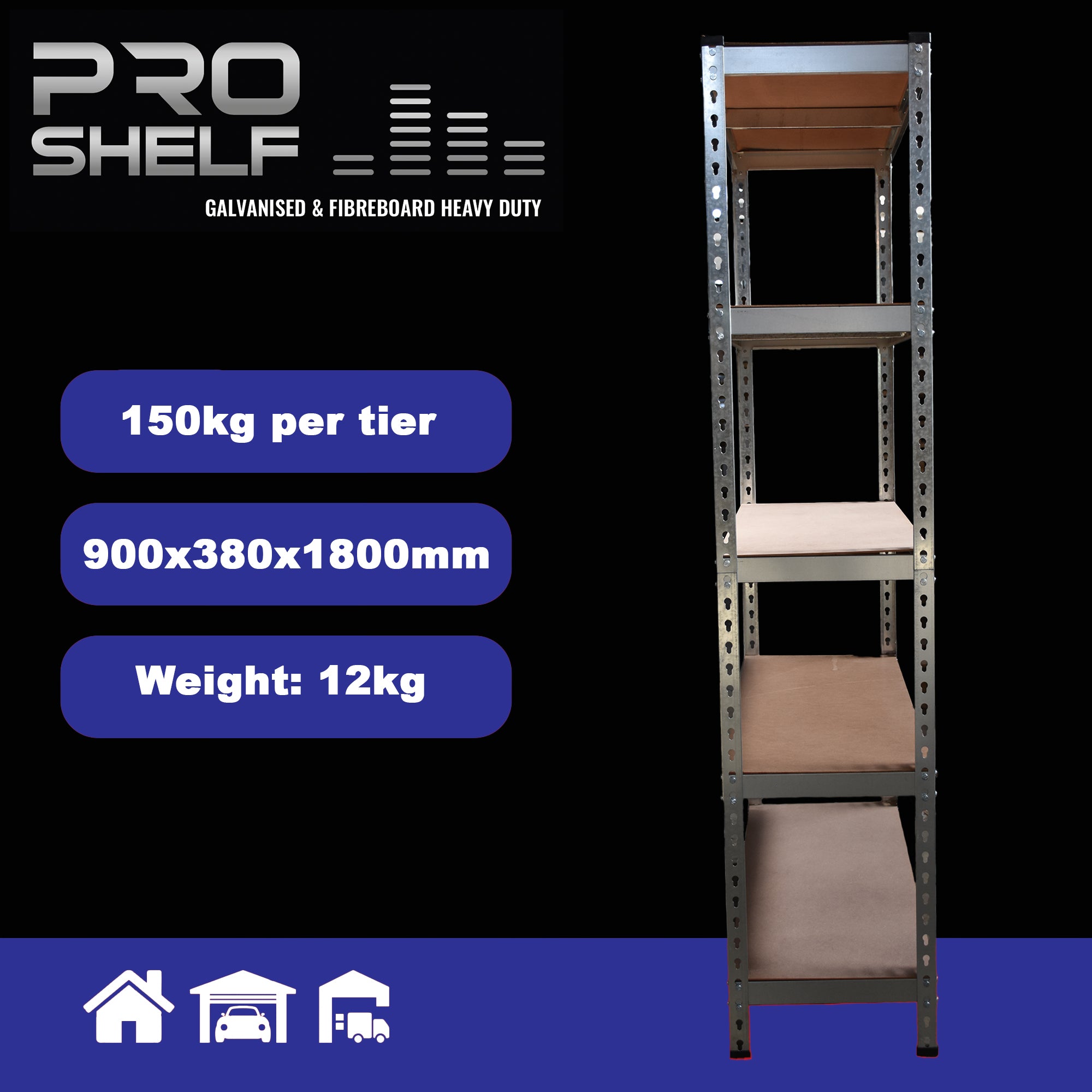 ProShelf® Blue - 5-Tier Medium Duty Metal Shelf