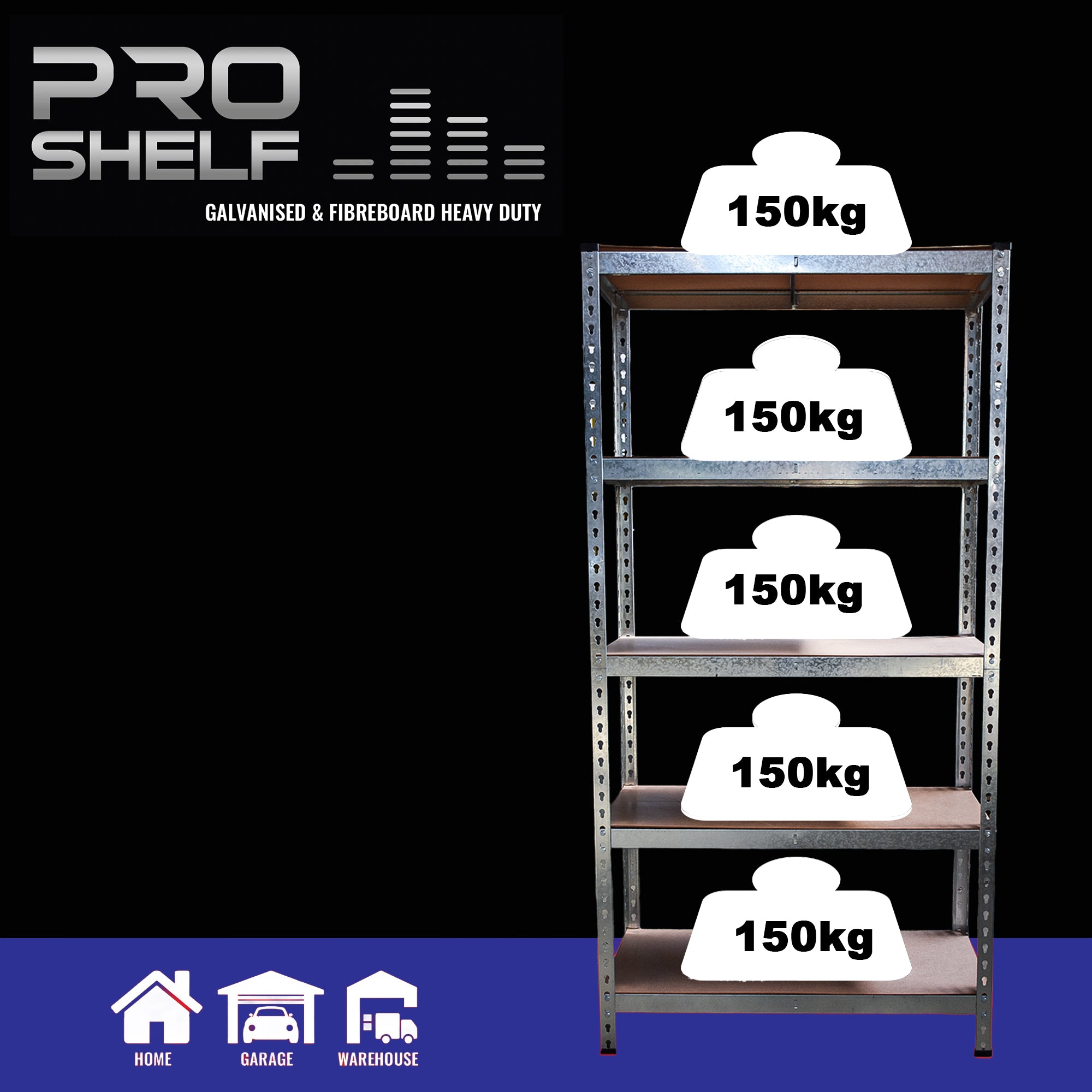 ProShelf® Blue - 5-Tier Medium Duty Metal Shelf